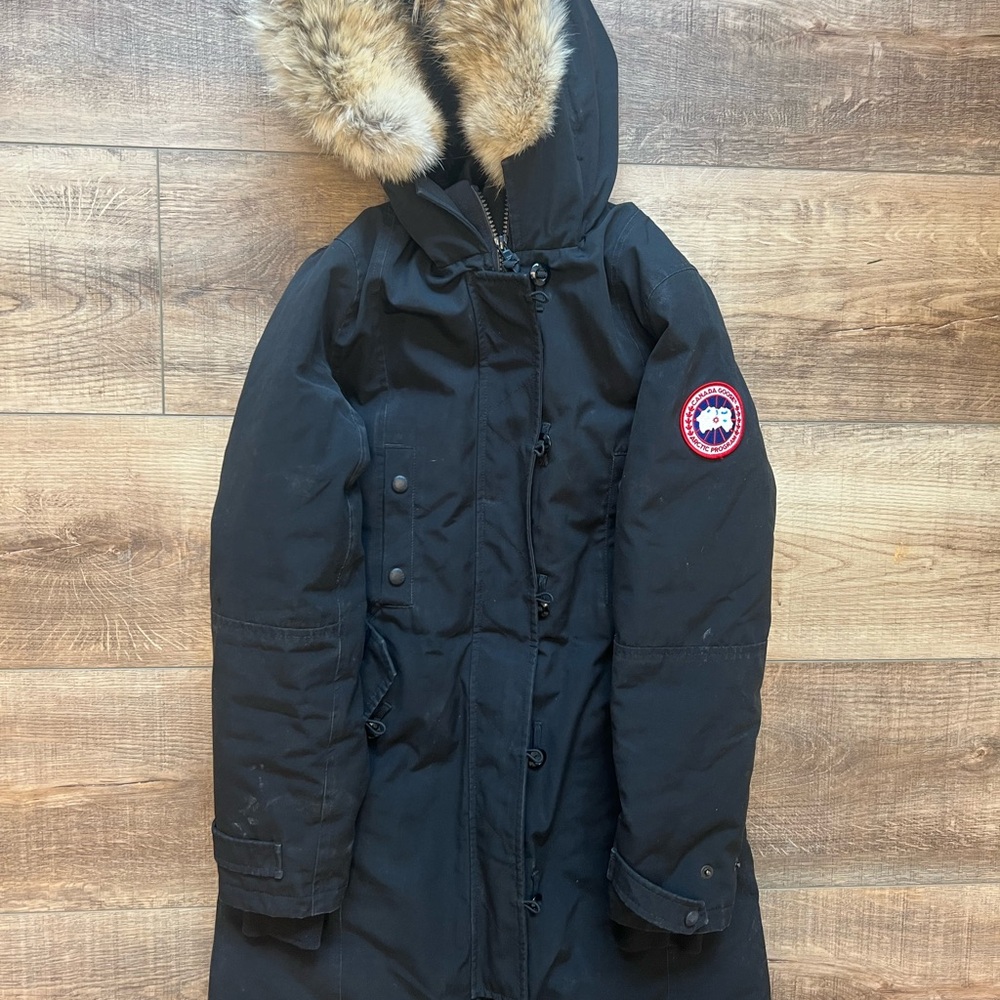 Canada Goose Dark Coat with Fur Hood